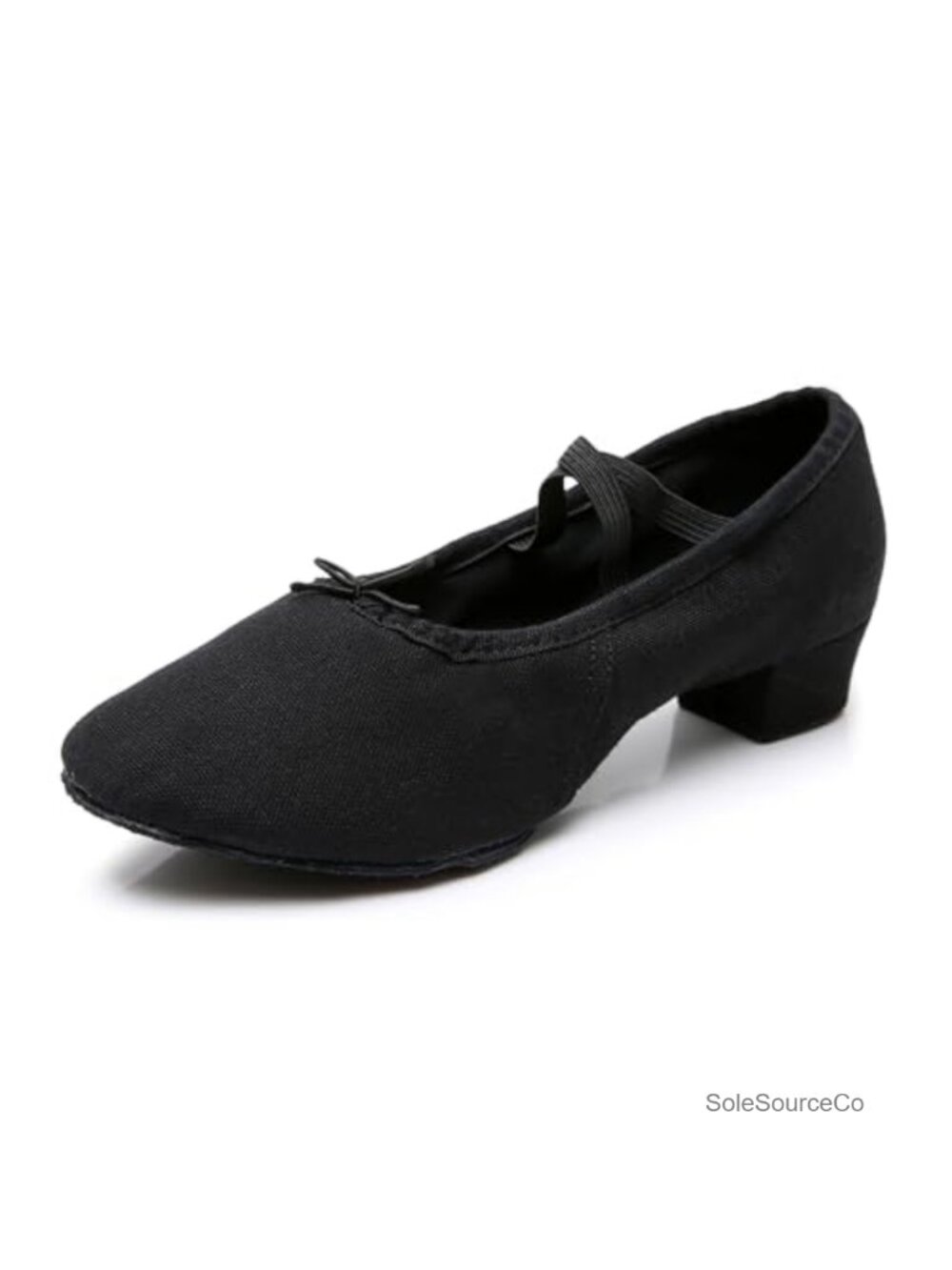 Women's Canvas Latin Ballroom Dance Shoes with Low Heel, Split Sole & Elastic